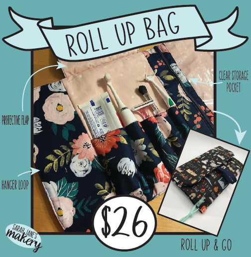 Roll Up Toiletry Bag- Bon Voyage
