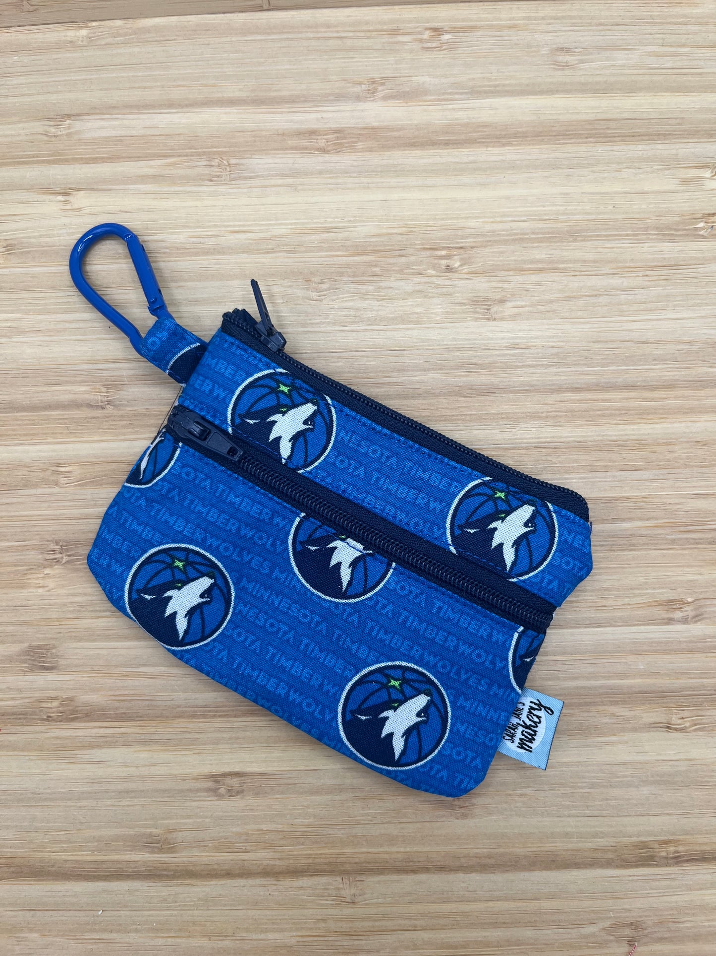 Minnesota Timberwolves Double Zipper Wallet with Carabiner