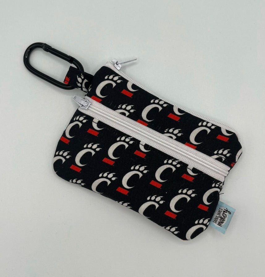 University of Cincinnati Double Zipper Wallet with Carabiner