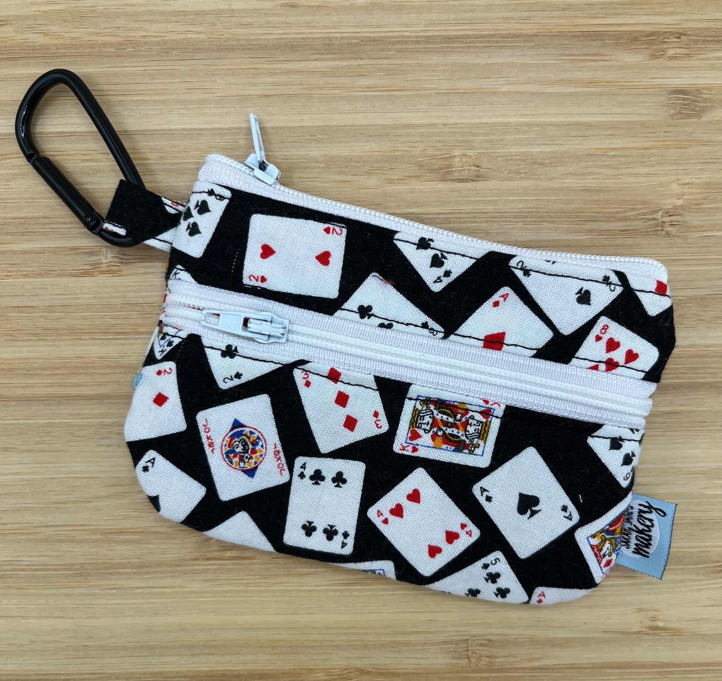 Poker/Cards Double Zipper Wallet with Carabiner