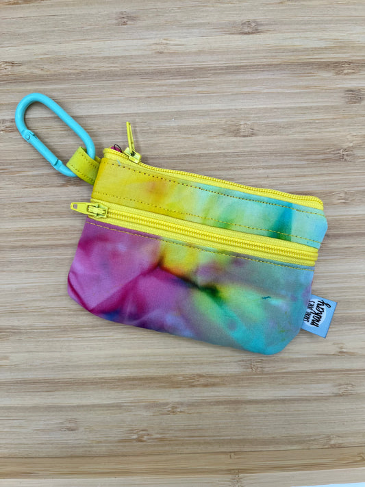 Tie Dye Double Zipper Wallet with Carabiner