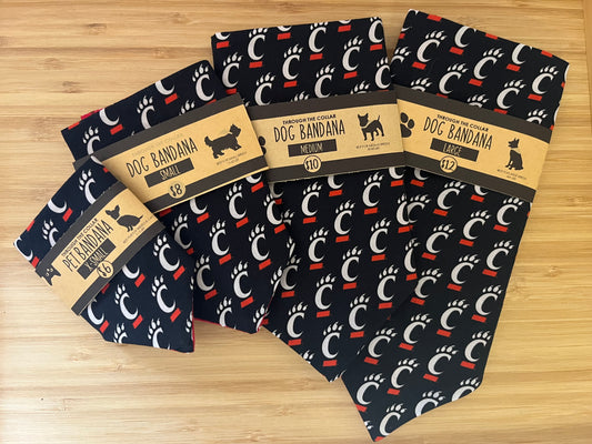 University of Cincinnati Bearcats Dog Bandana (Through the Collar Bandana)