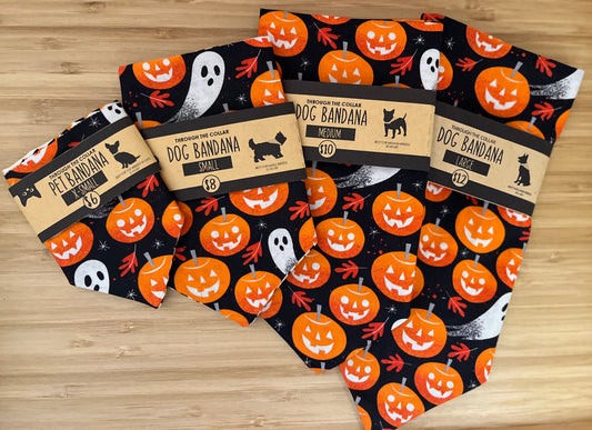 Halloween Pumpkin Dog Bandana (Through the Collar Bandana)