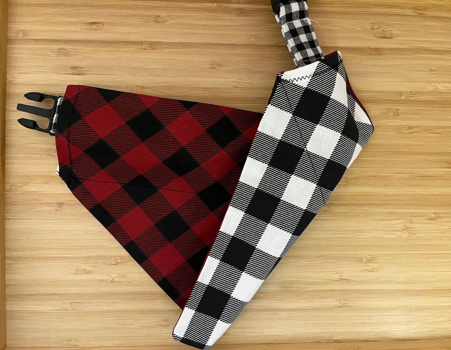 Red & Black Buffalo Plaid Dog Bandana (Through the Collar Bandana)