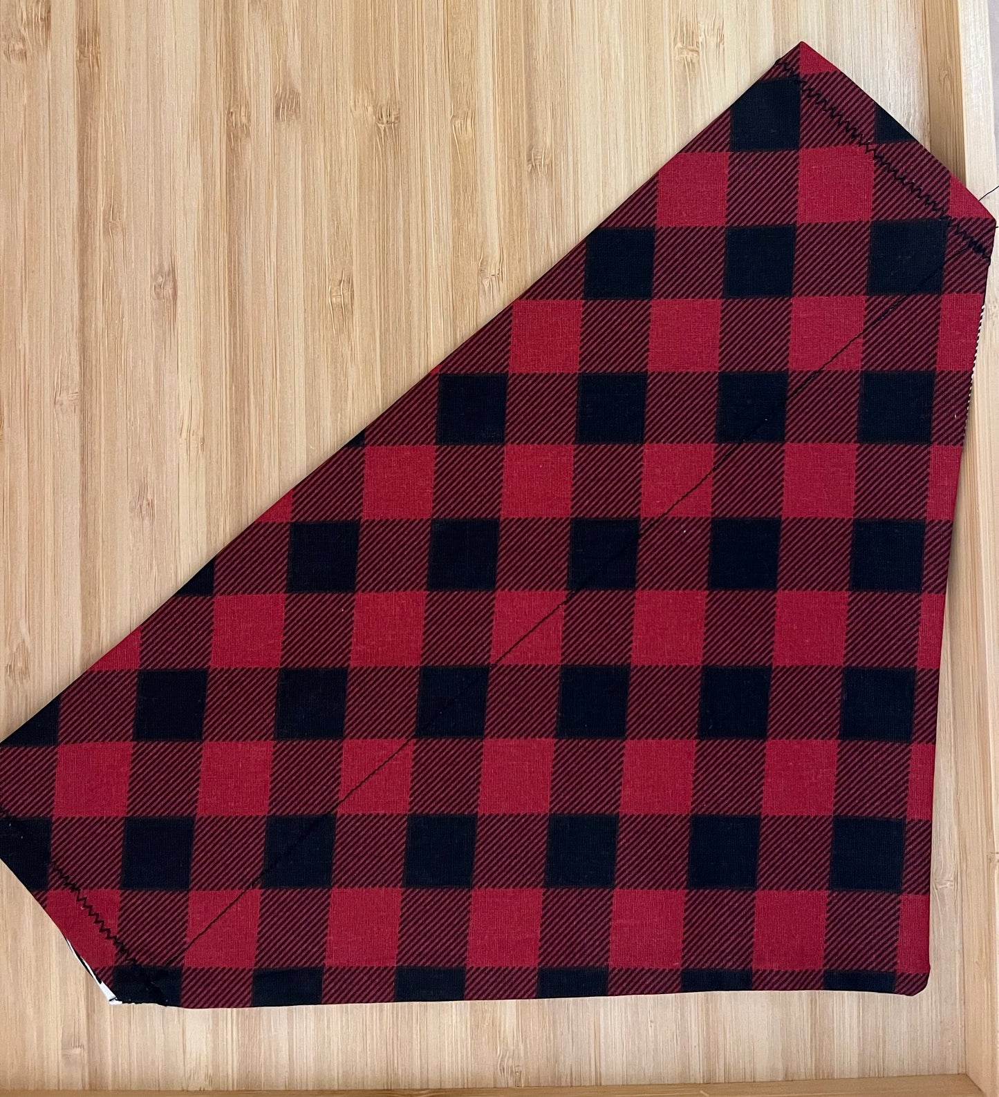 Red & Black Buffalo Plaid Dog Bandana (Through the Collar Bandana)