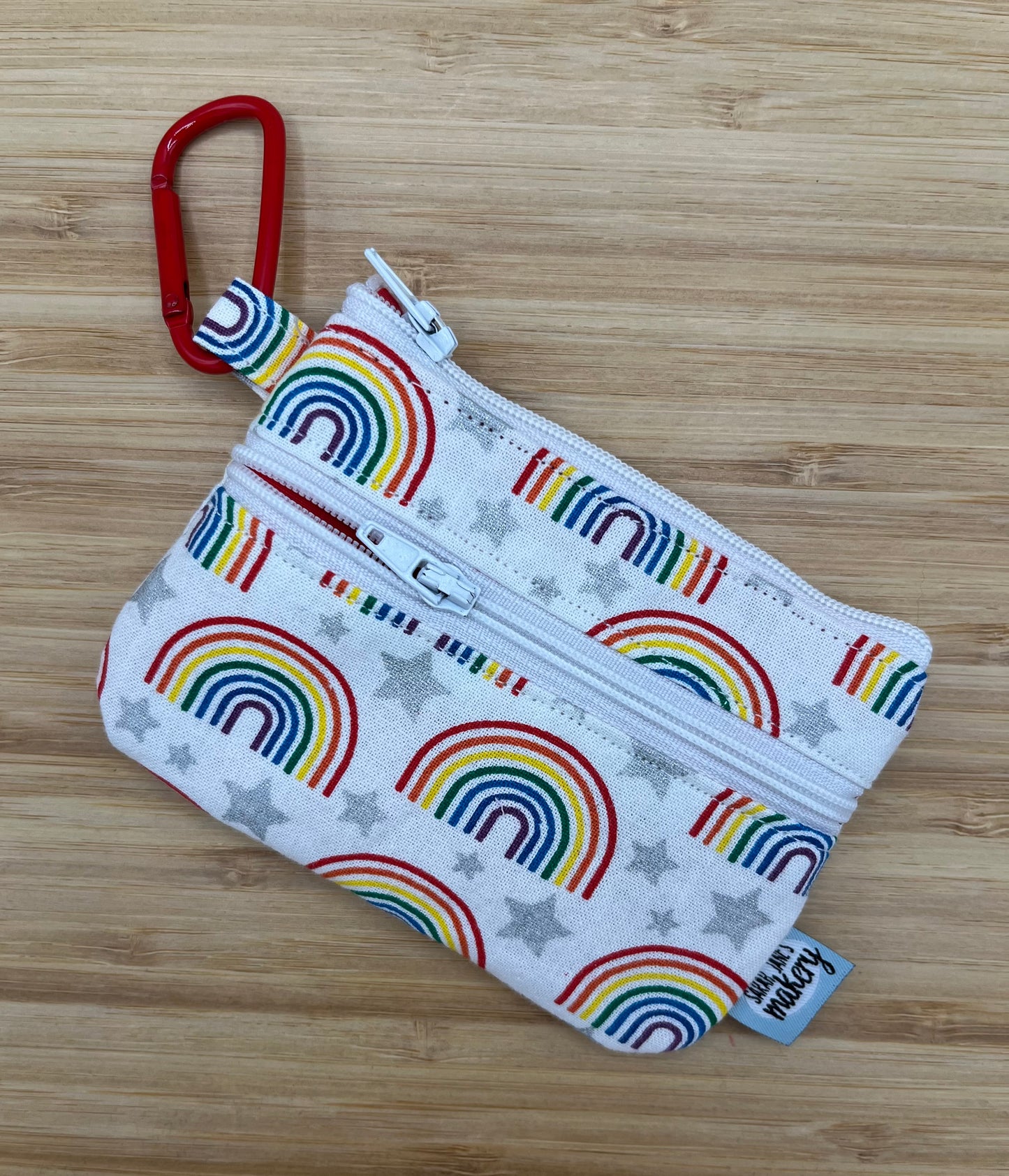 Rainbow Pride Double Zipper Wallet with Carabiner