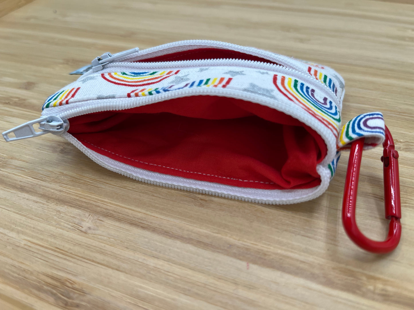 Rainbow Pride Double Zipper Wallet with Carabiner