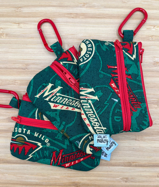 Minnesota Wild Double Zipper Wallet with Carabiner