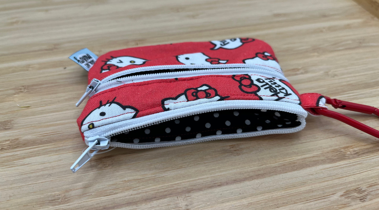 Hello Kitty Double Zipper Wallet with Carabiner