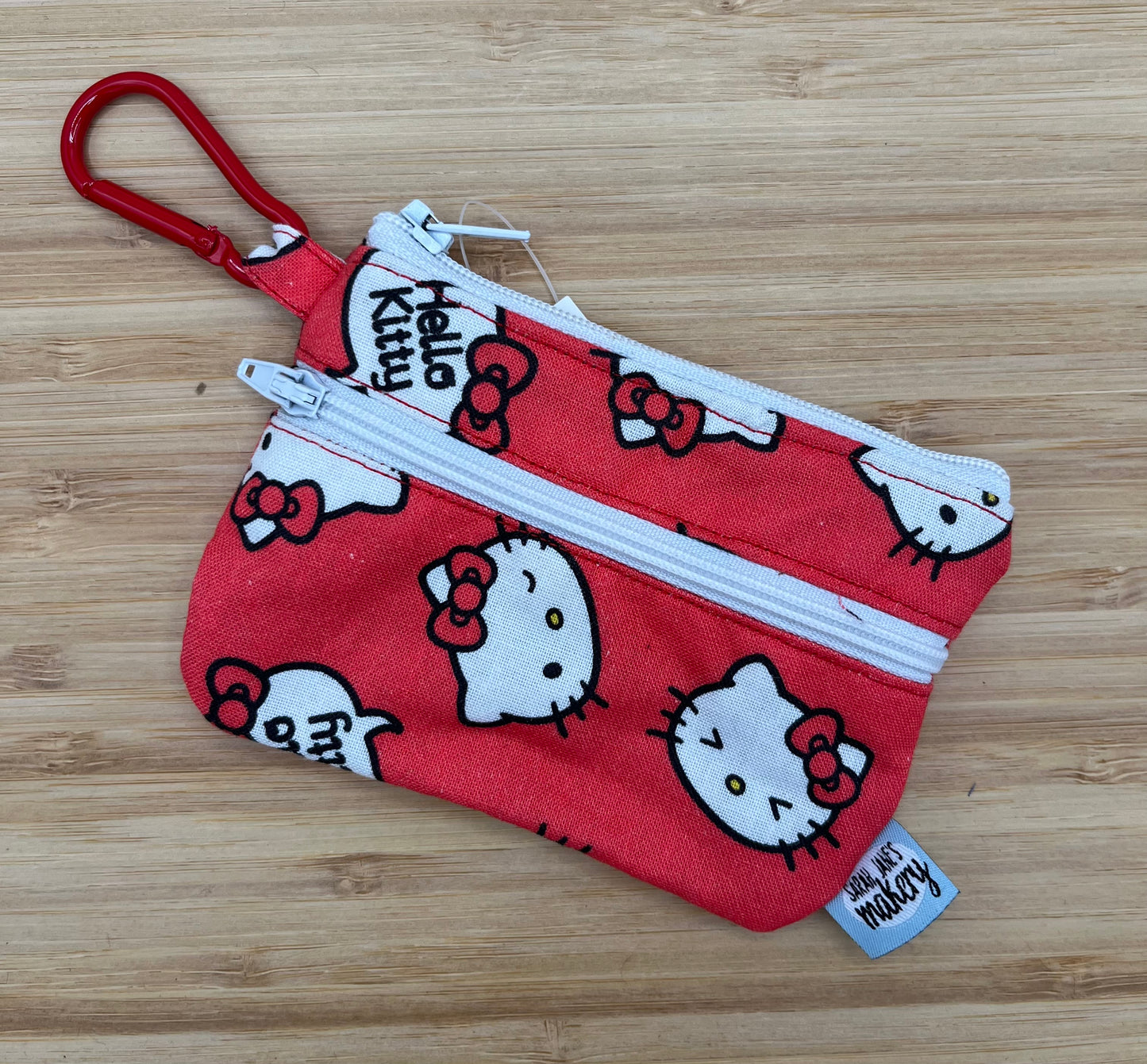 Hello Kitty Double Zipper Wallet with Carabiner