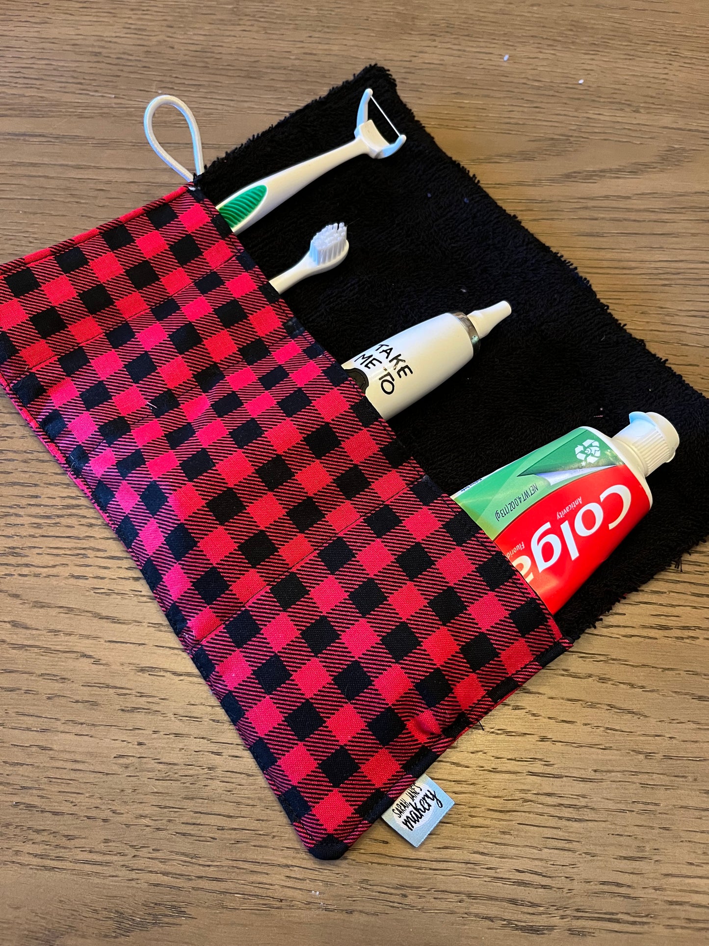 Kids Plaid- Toothbrush Roll Up Bag