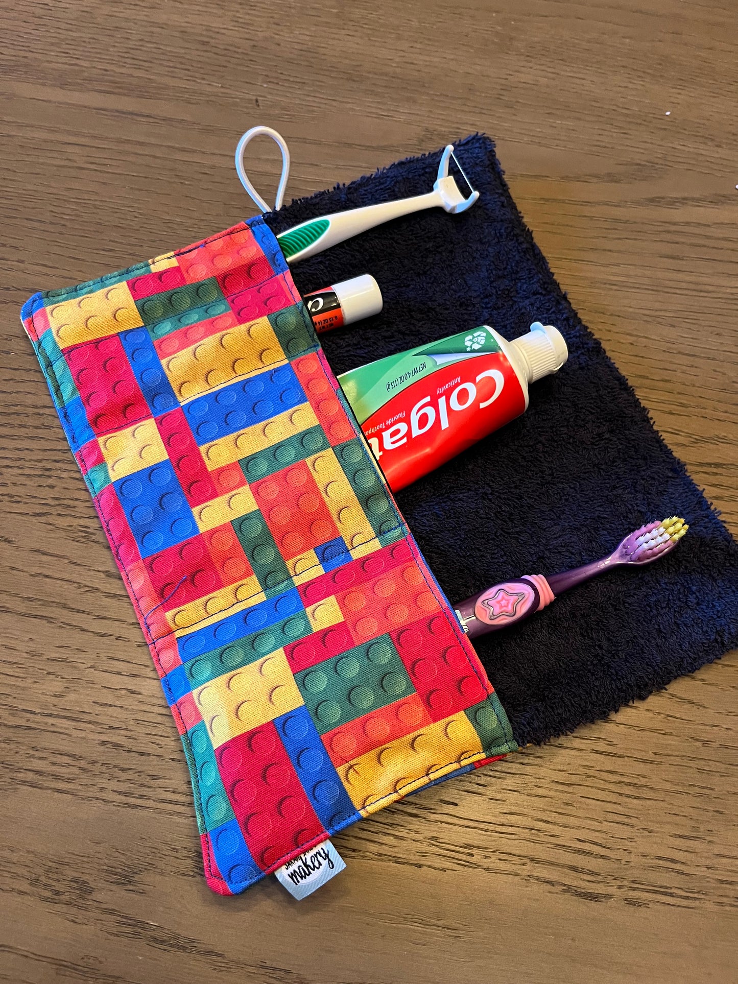 Kids Toy Bricks- Toothbrush Roll Up Bag