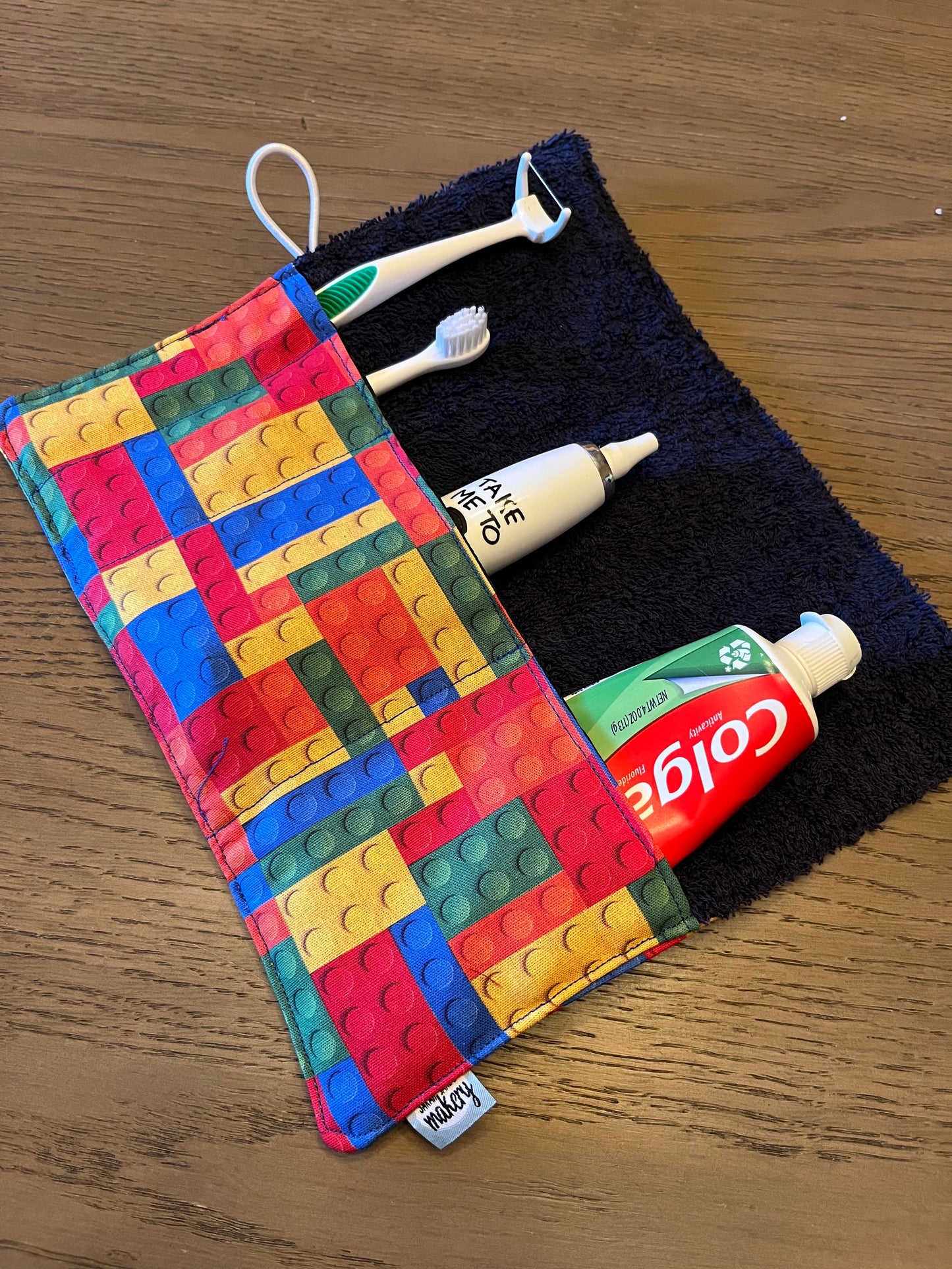 Kids Toy Bricks- Toothbrush Roll Up Bag