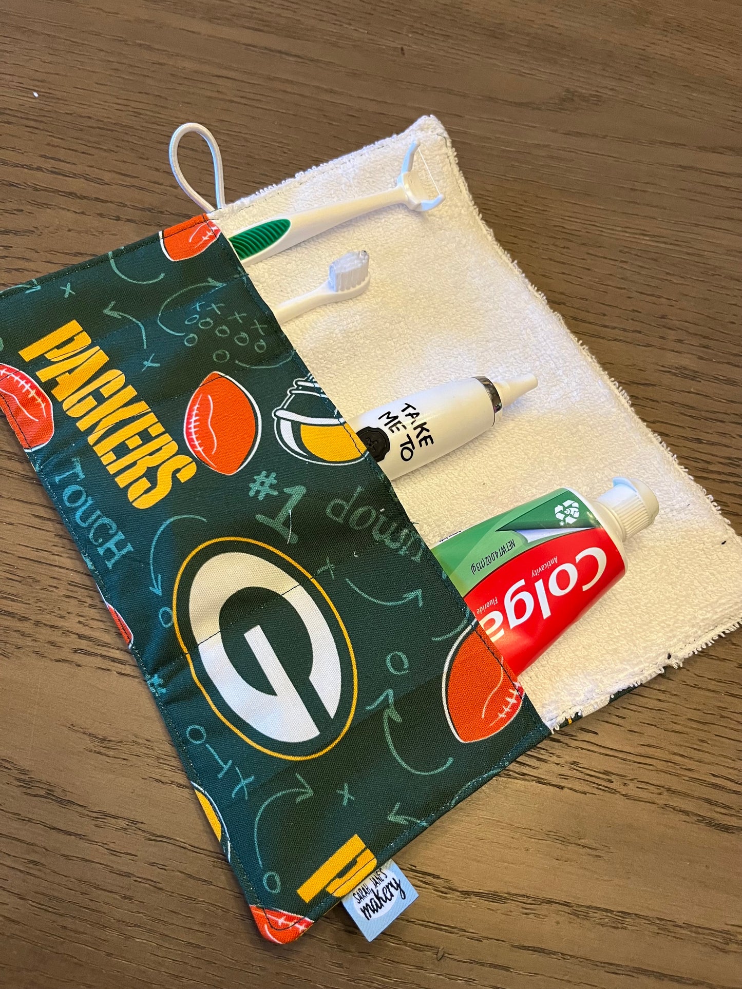 Kids Greenbay Packers- Toothbrush Roll Up Bag