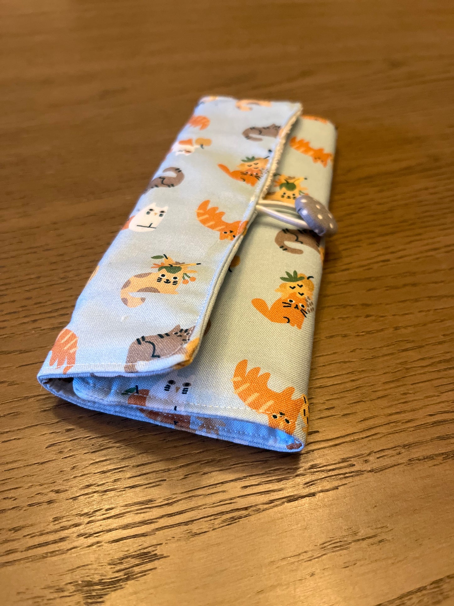 Kids Cat Print- Toothbrush Roll Up Bag
