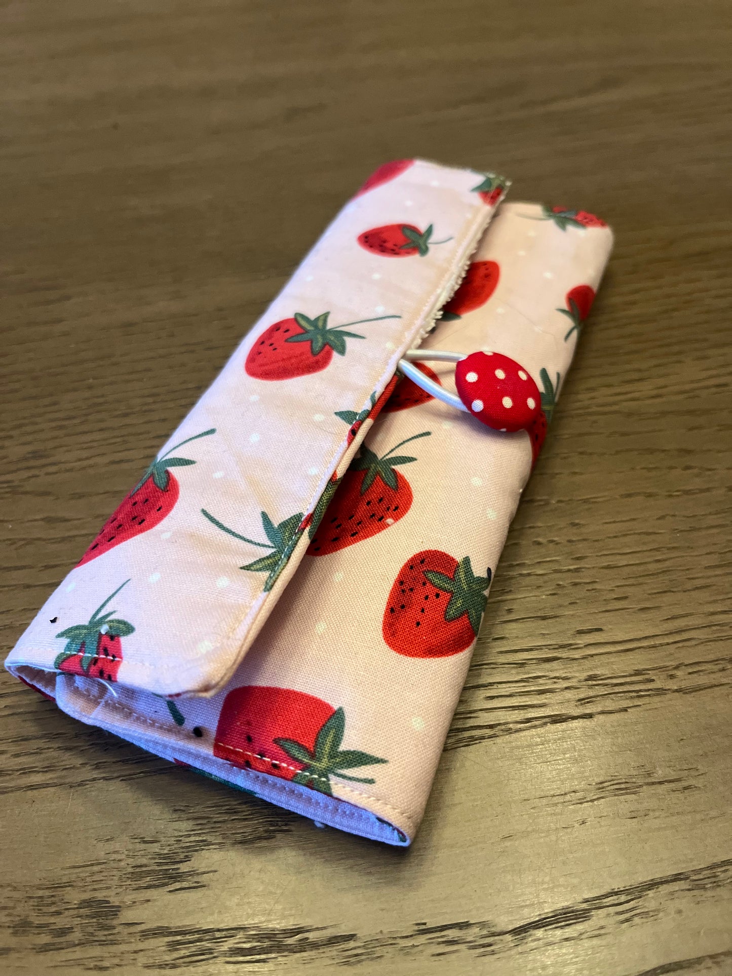 Kids Strawberry- Toothbrush Roll Up Bag