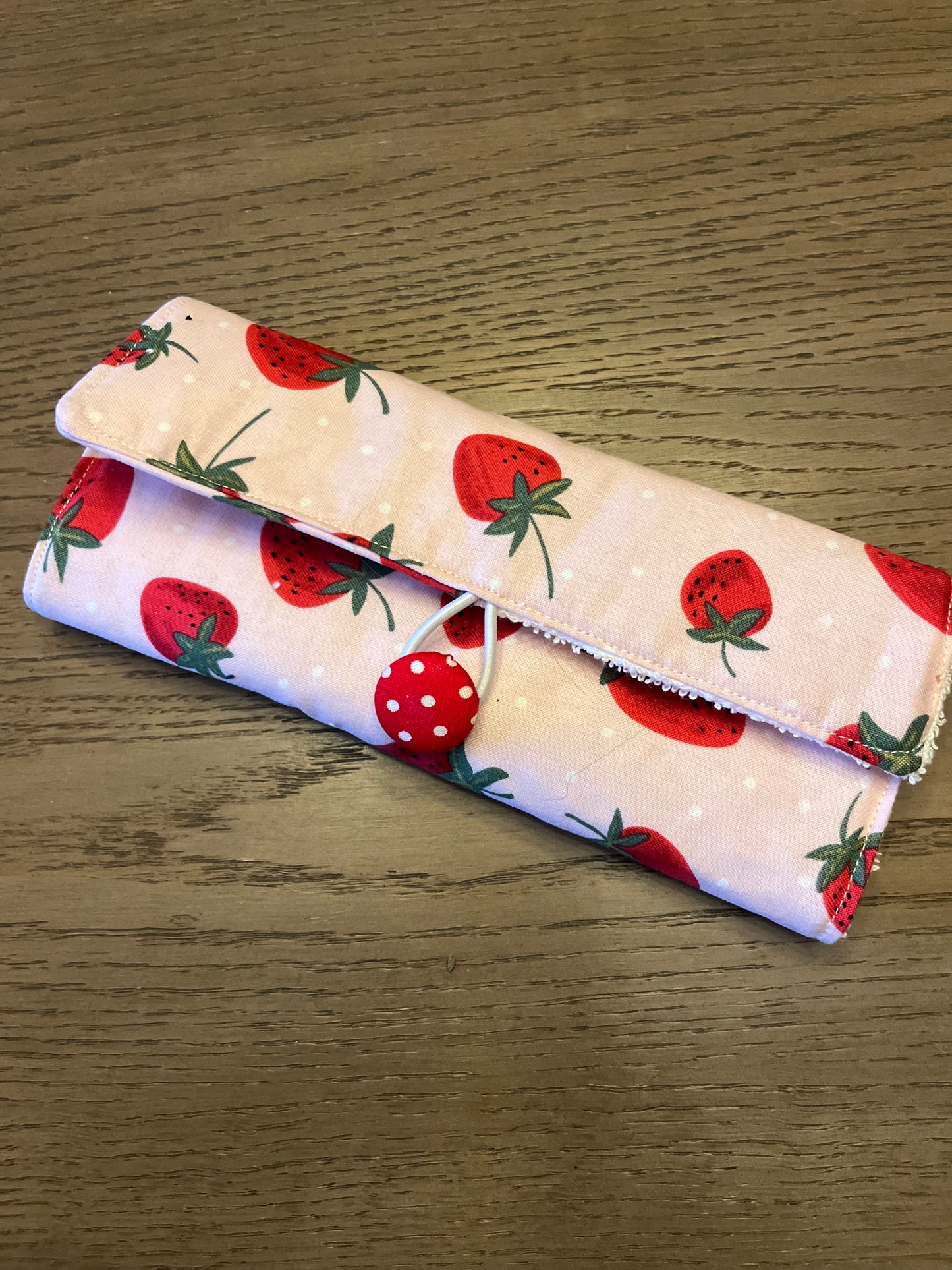 Kids Strawberry- Toothbrush Roll Up Bag