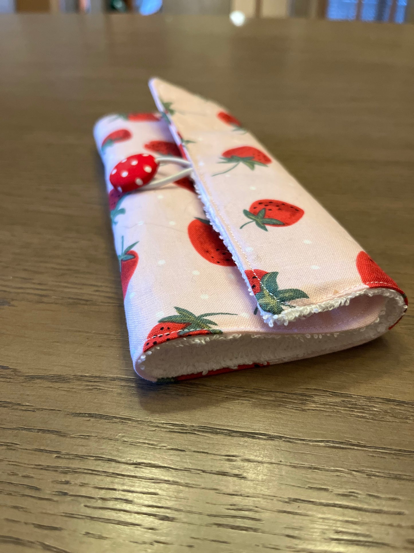 Kids Strawberry- Toothbrush Roll Up Bag