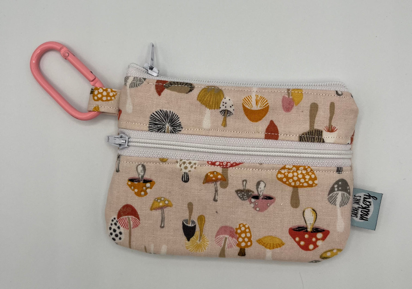 Mushrooms Double Zipper Wallet with Carabiner