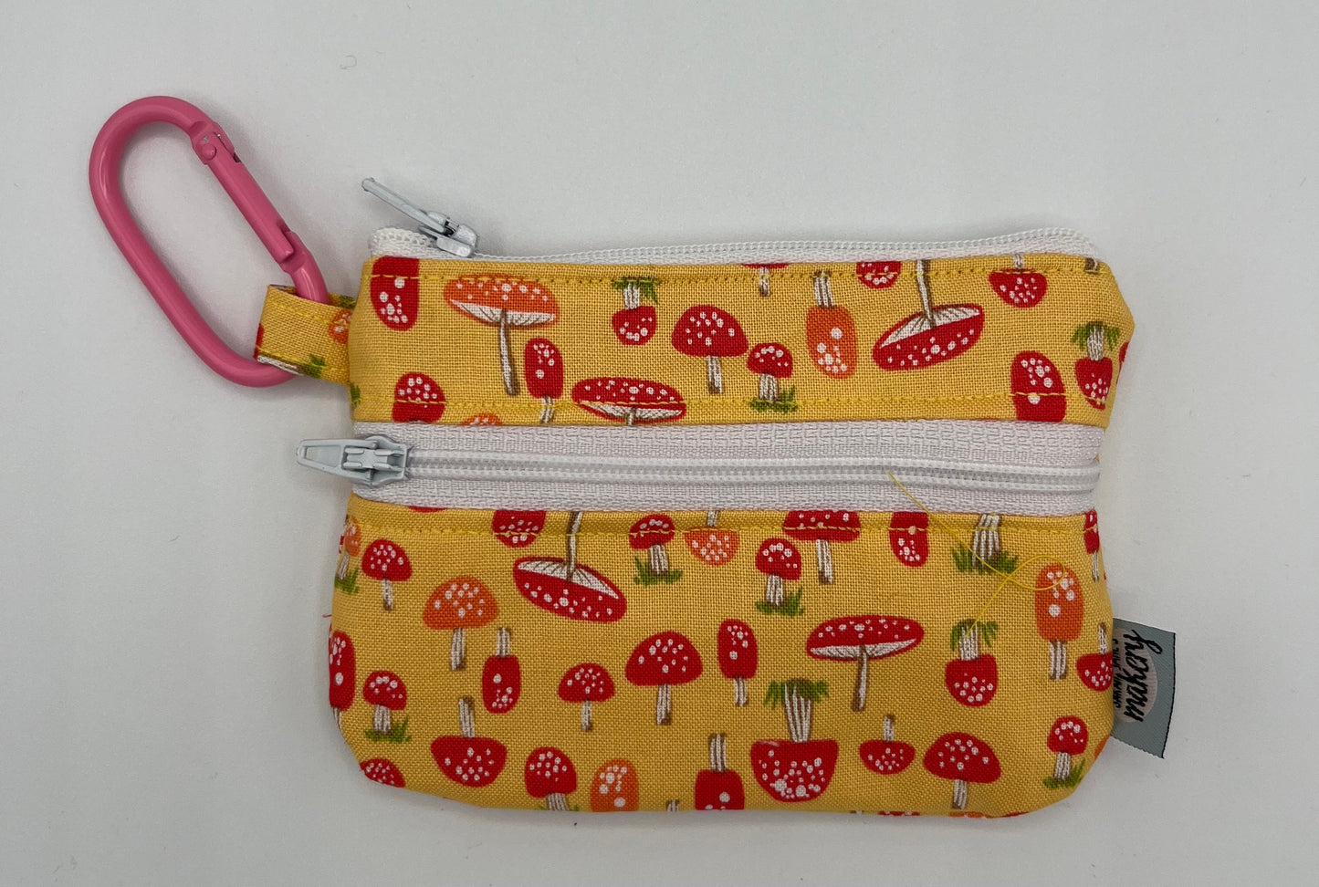 Mushrooms Double Zipper Wallet with Carabiner