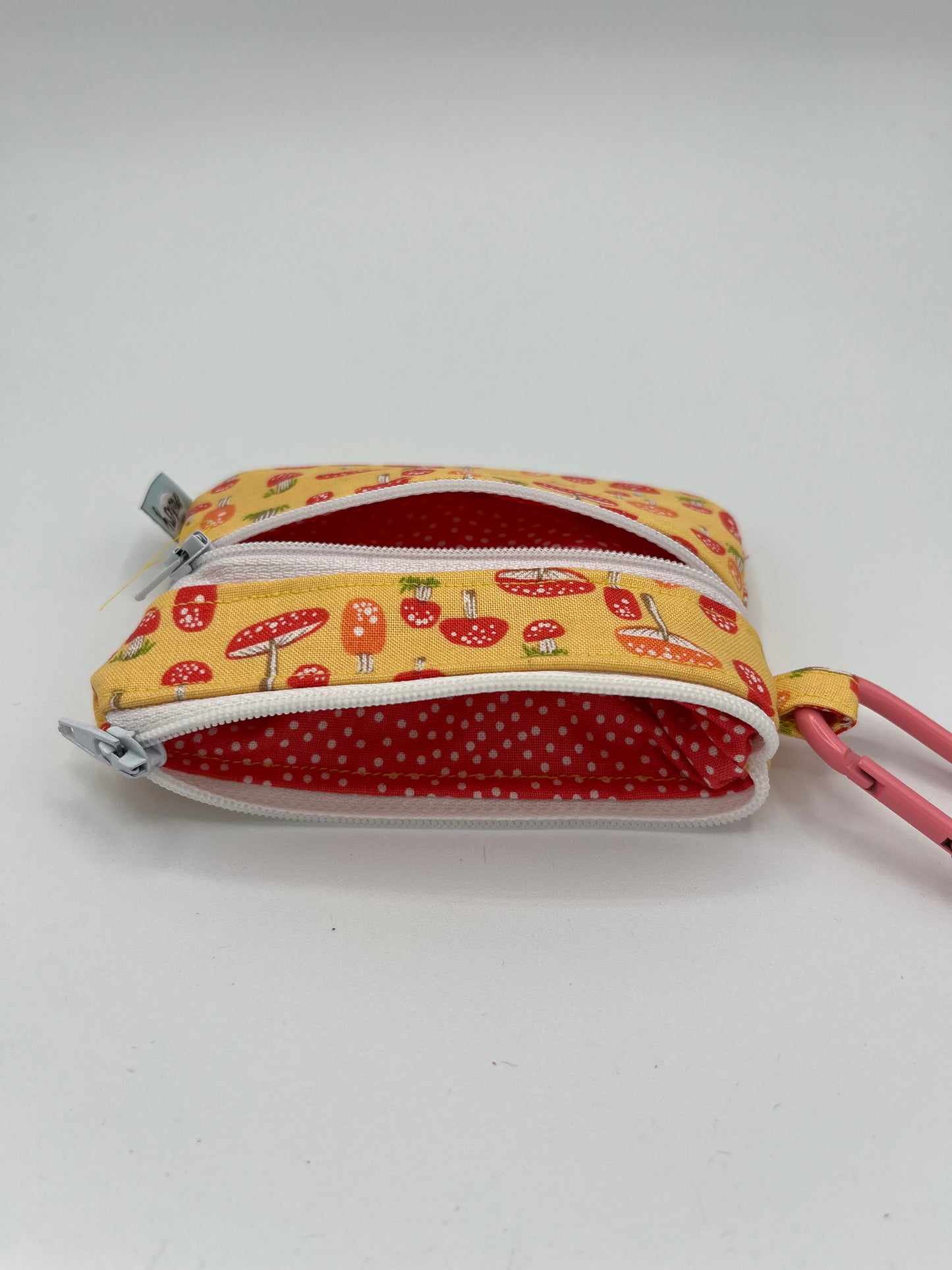 Mushrooms Double Zipper Wallet with Carabiner